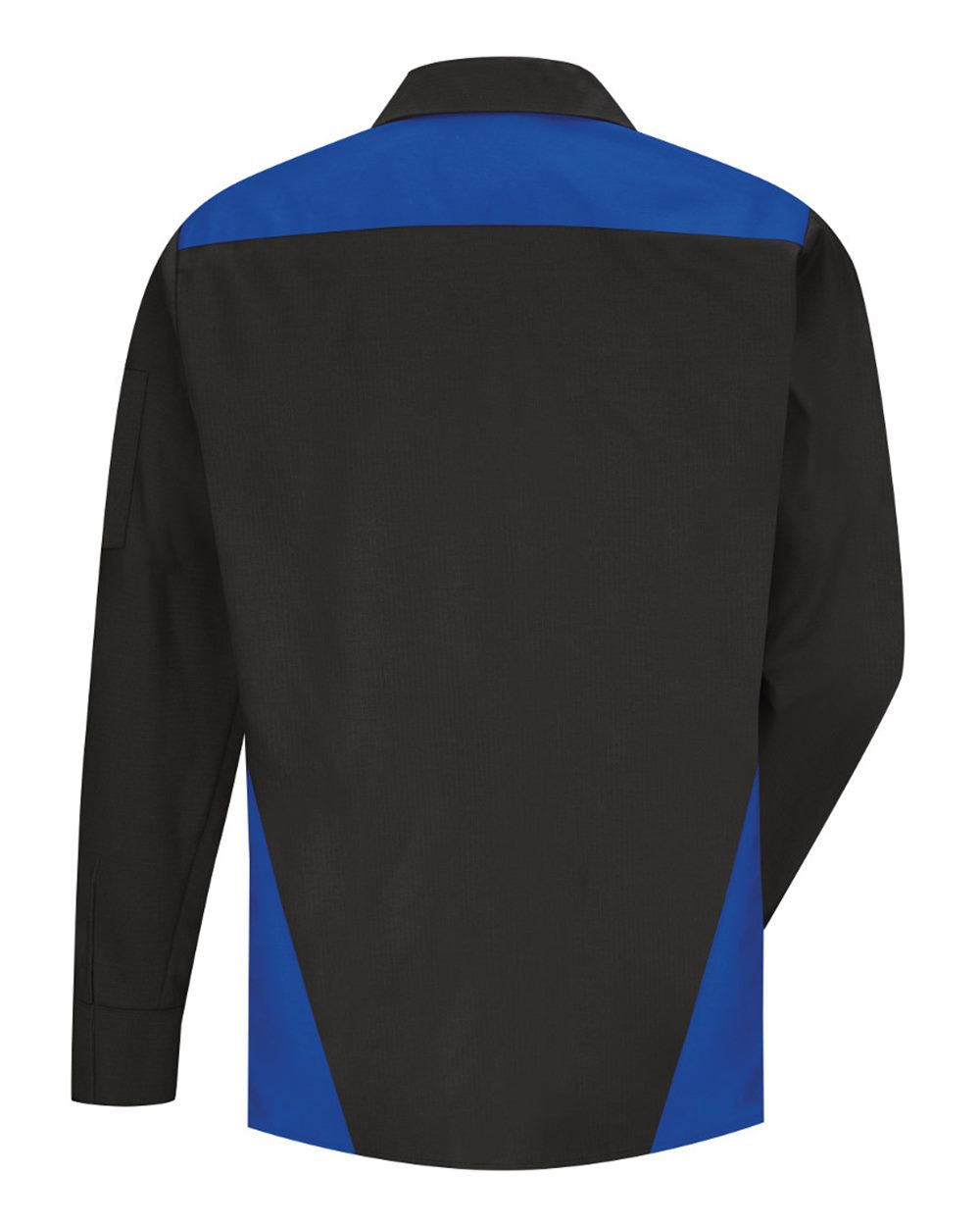 Front View of Black/ Royal Blue/ Light Grey Long Sleeve Tri-Color Shop Shirt - Tall Sizes - SY18T