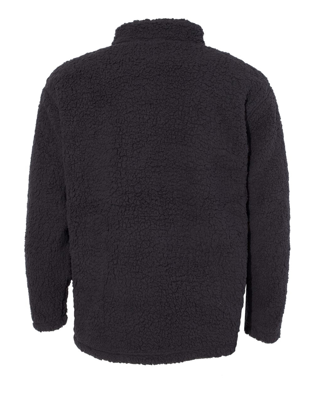 Rear View of Black Sherpa Quarter-Zip Pullover - 8454