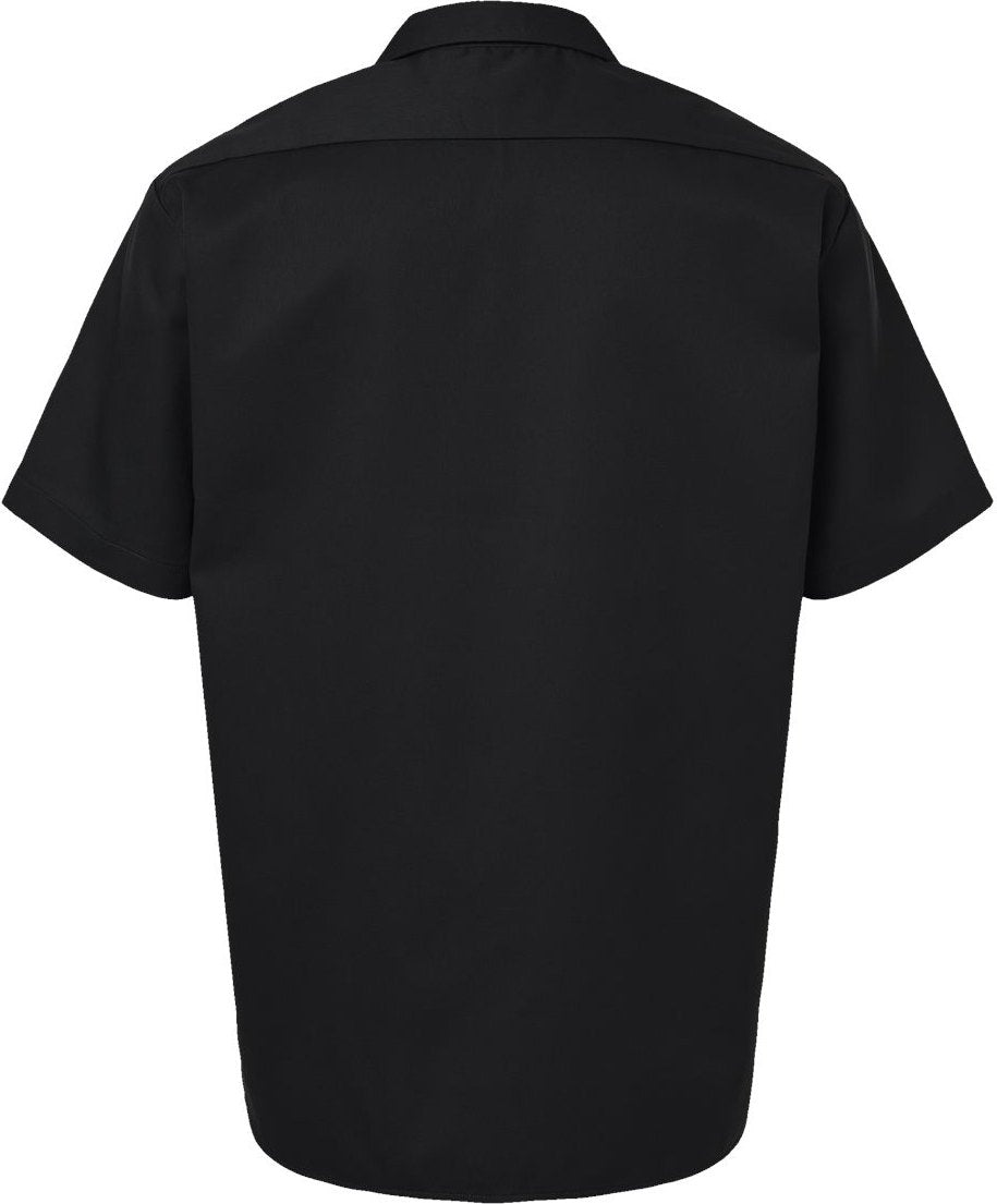 Front View of Black Short Sleeve Work Shirt - Tall Sizes - 2574T