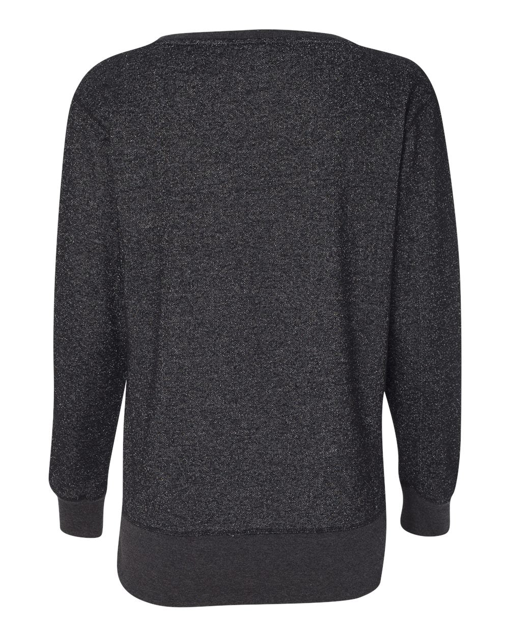 Rear View of Black/ Silver Women’s Glitter French Terry Sweatshirt - 8867