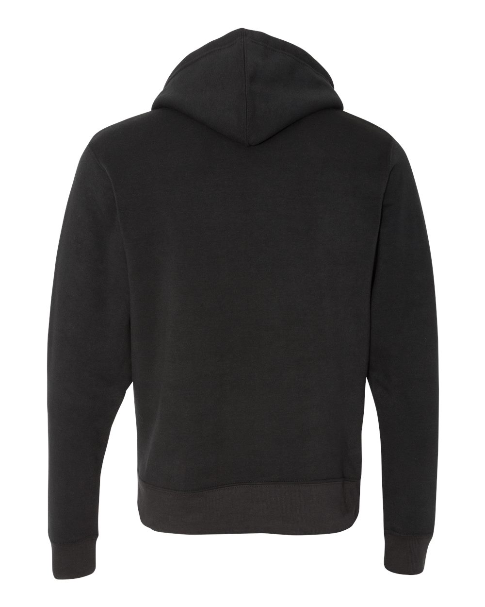 Rear View of Black Solid Triblend Full-Zip Hooded Sweatshirt - 8872