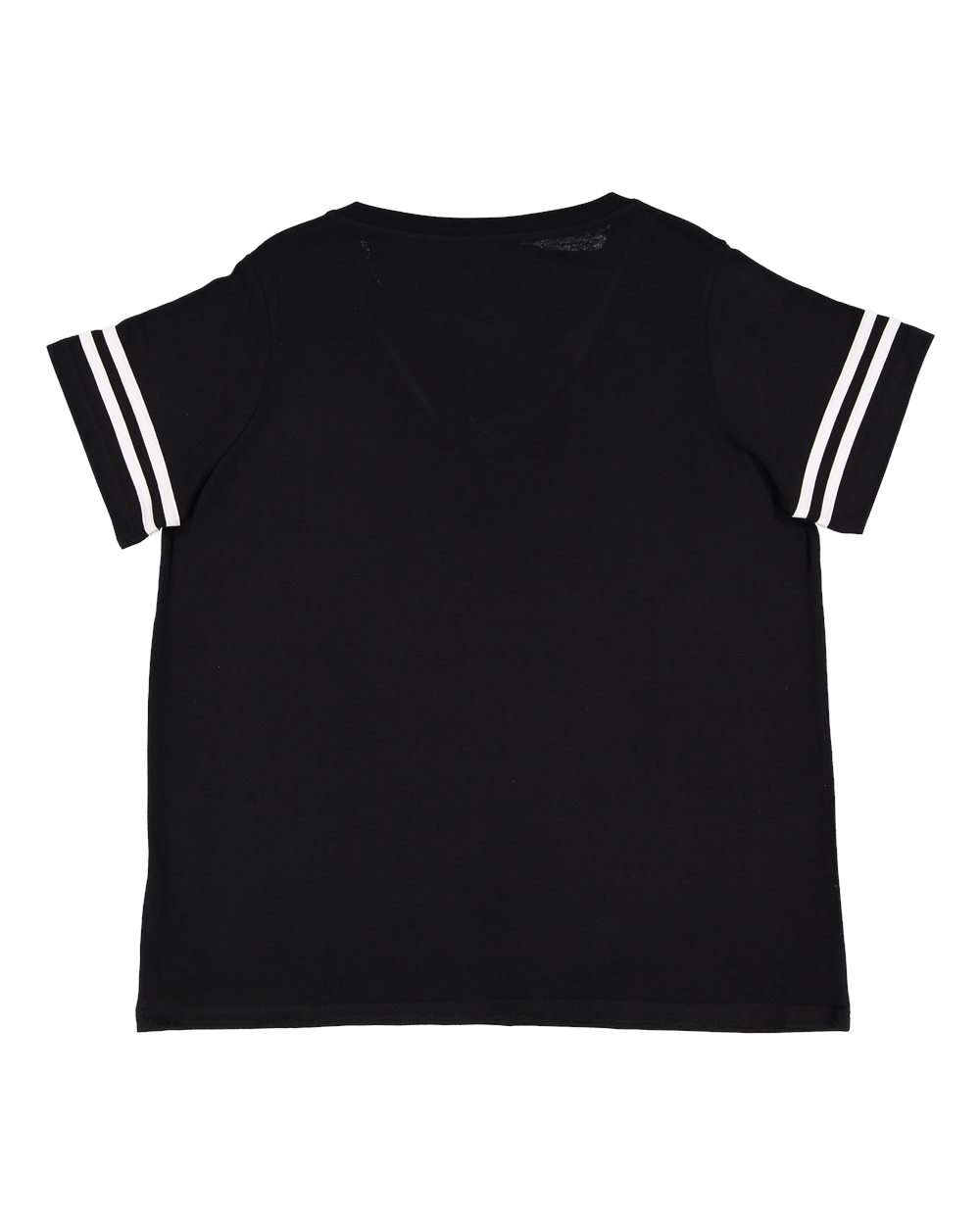 Front View of Black Solid/ White Curvy Collection Women's Vintage Football T-Shirt - 3837