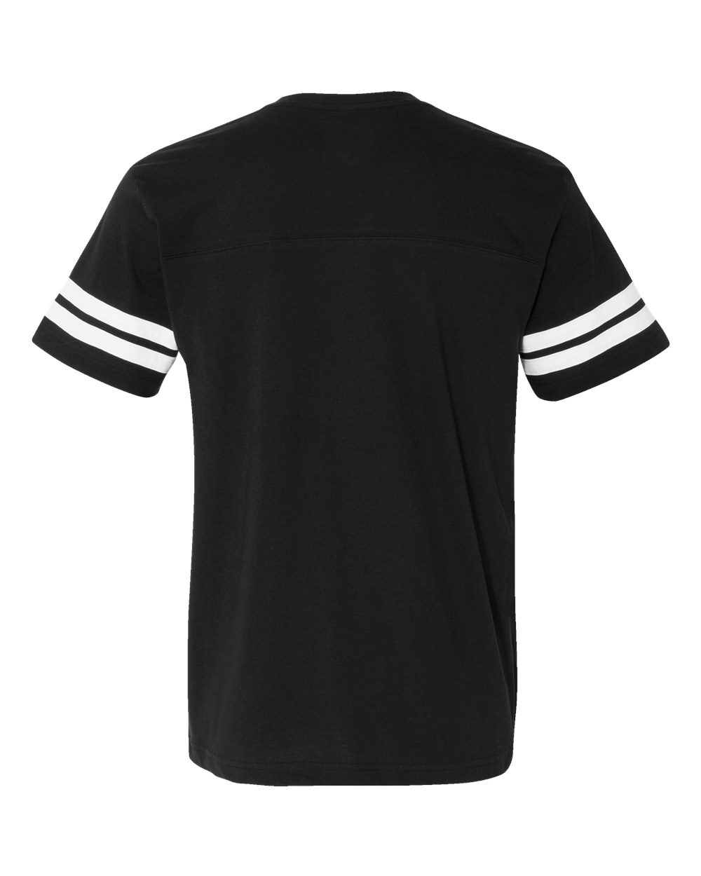 Front View of Black Solid/ White Football Fine Jersey Tee - 6937
