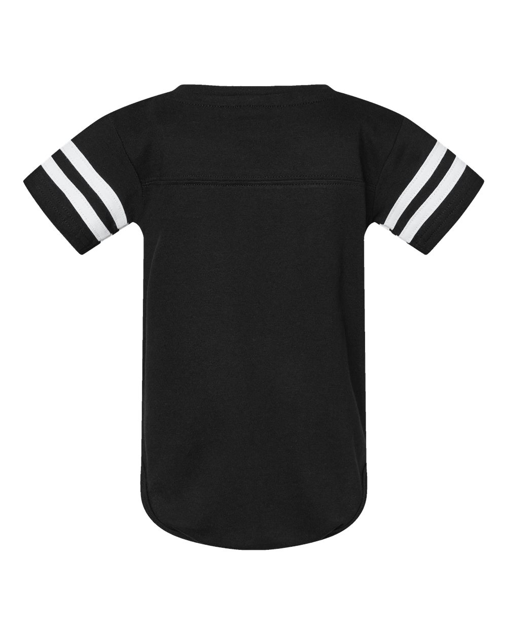 Front View of Black Solid/ White Infant Football Fine Jersey Bodysuit - 4437