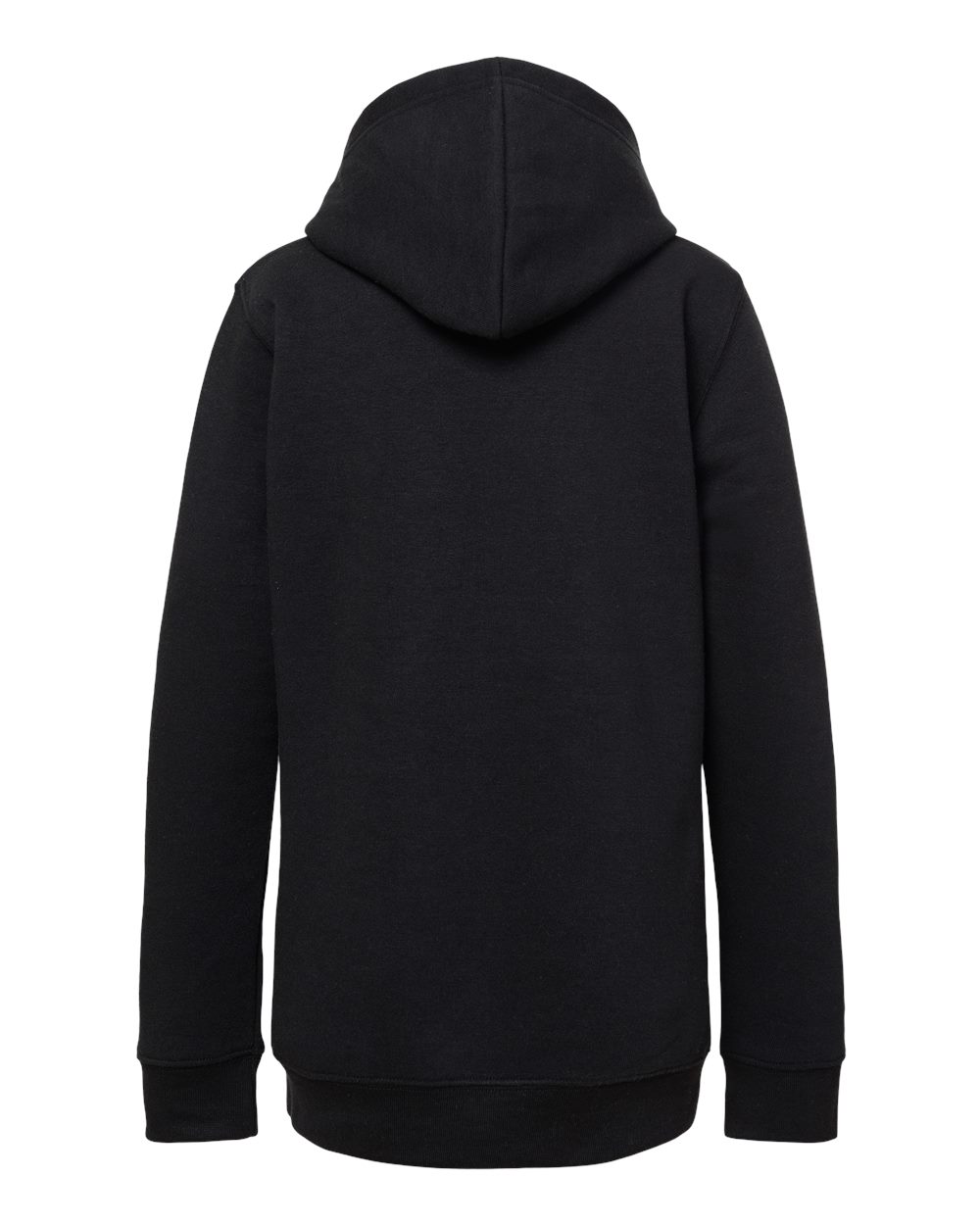 Front View of Black Solid Youth Triblend Fleece Hooded Sweatshirt - 8880