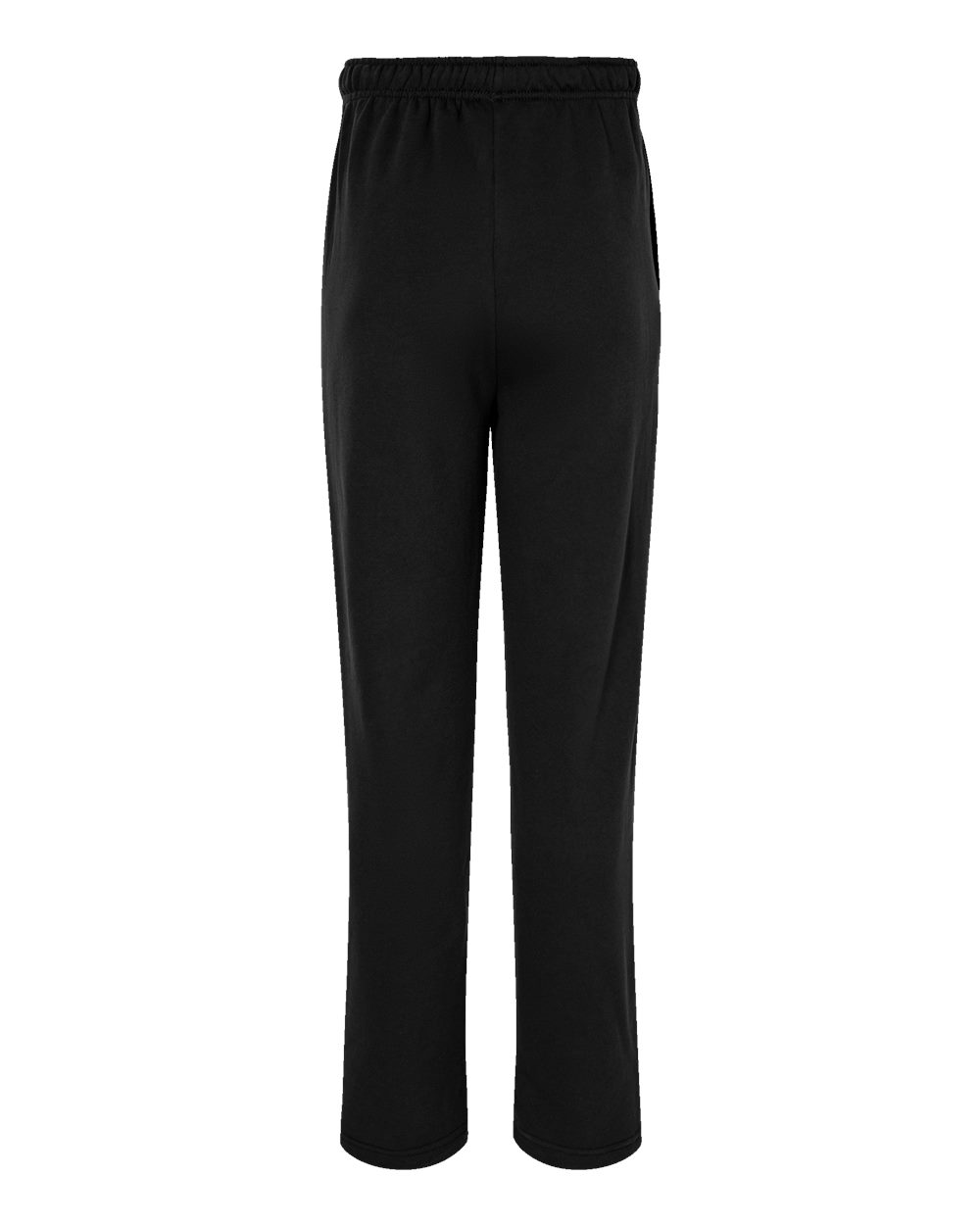 Rear View of Black Sponge Fleece Straight Leg Sweatpants - 3725
