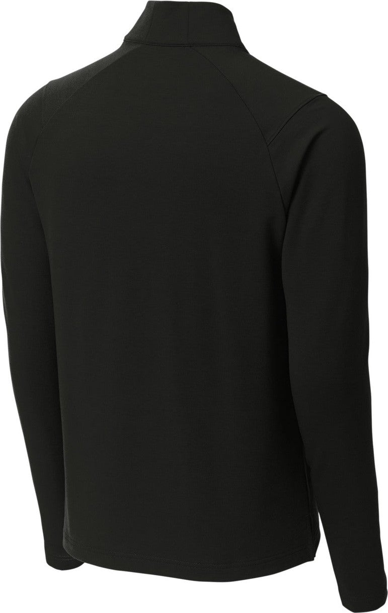 Front View of Black Sport-Tek Sport-Wick Flex Fleece 1/4-Zip. ST561