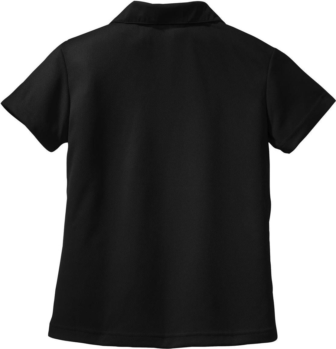 Rear View of Black Sport-Tek Women's Dri-Mesh V-Neck Polo. L469