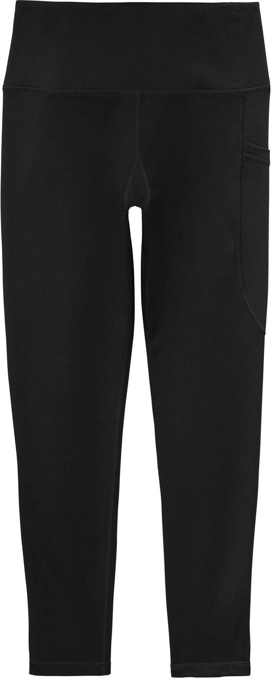 Front View of Black Sport-Tek Women's High Rise 7/8 Legging LPST891