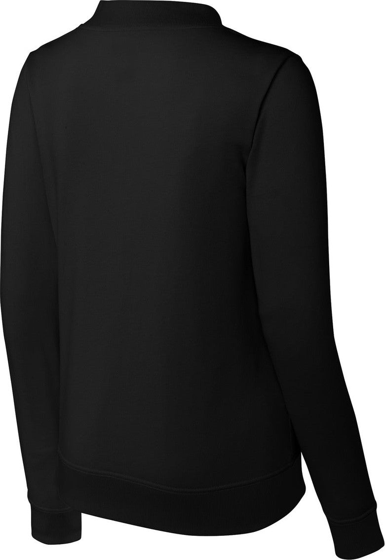 Front View of Black Sport-Tek Women's Lightweight French Terry Bomber LST274