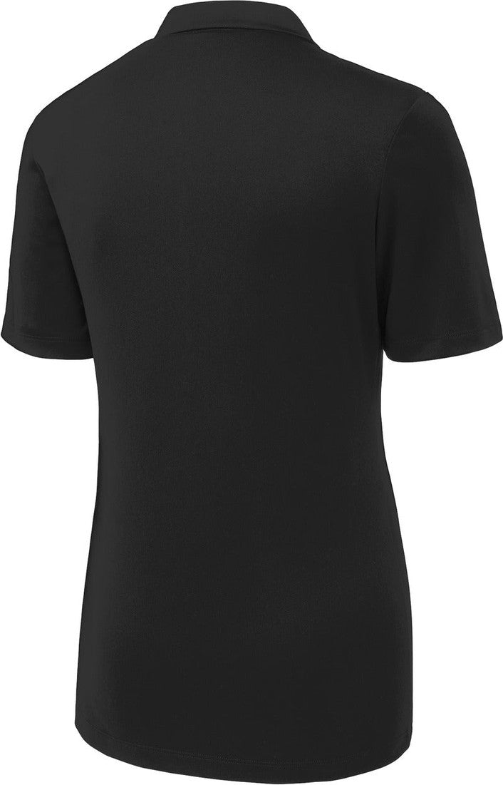 Front View of Black Sport-Tek Women's Posi-UV Pro Polo. LST520