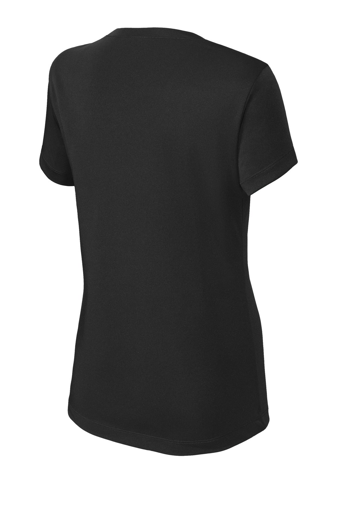 Rear View of Black Sport-Tek Women's PosiCharge Competitor V-Neck Tee. LST353