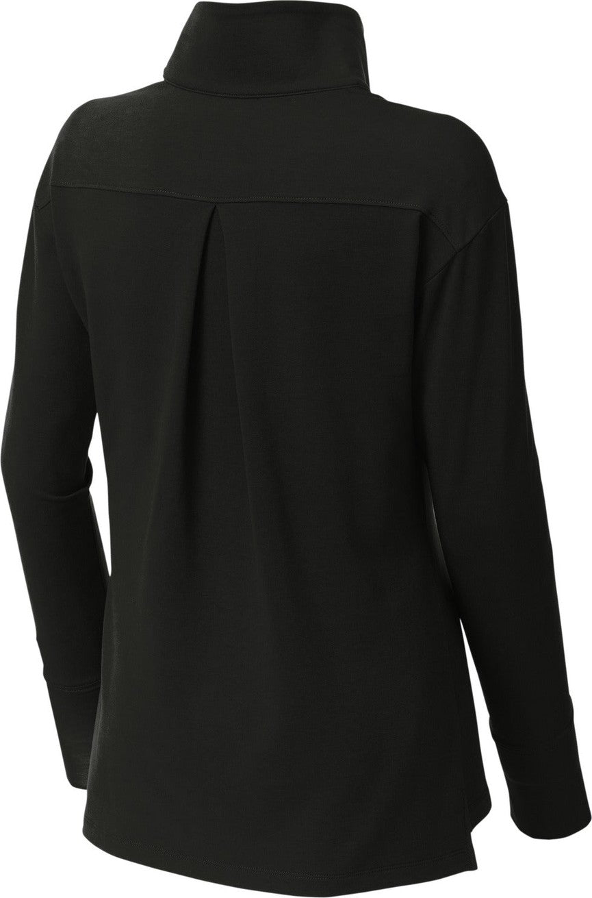 Front View of Black Sport-Tek Women's Sport-Wick Flex Fleece 1/4-Zip. LST561