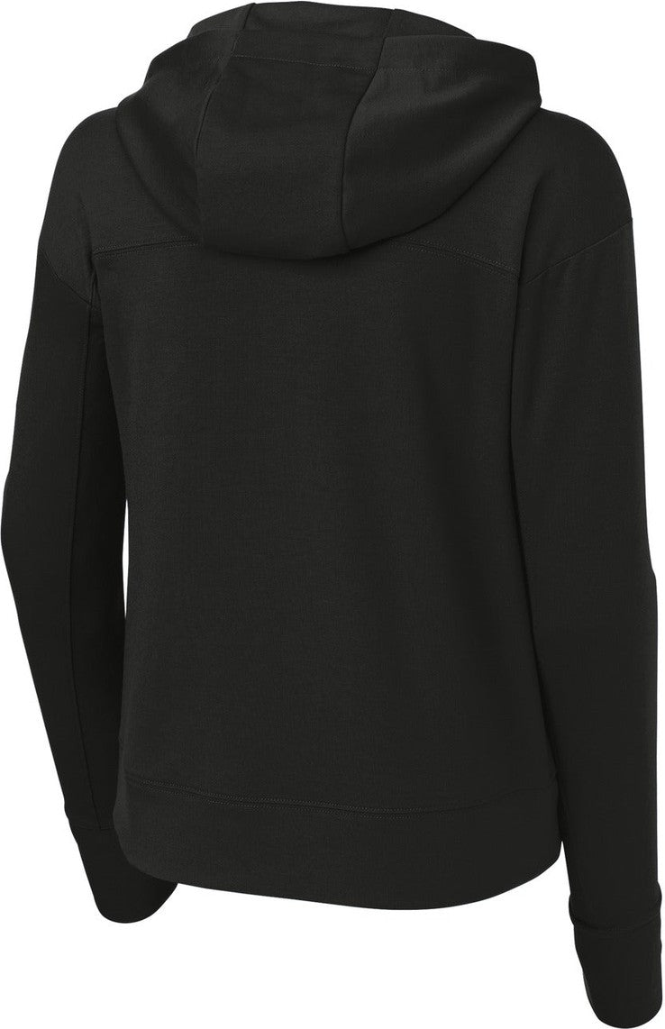Front View of Black Sport-Tek Women's Sport-Wick Flex Fleece Pullover Hoodie LST562