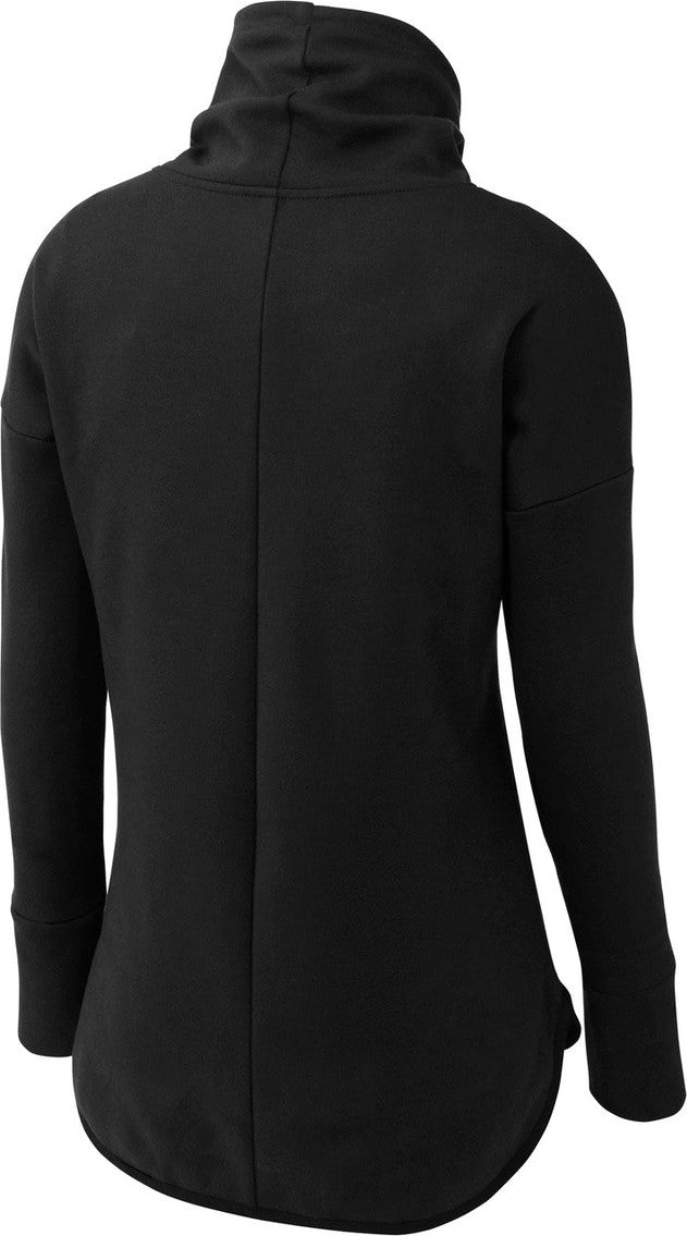 Rear View of Black Sport-Tek Women's Triumph Cowl Neck Pullover LST280