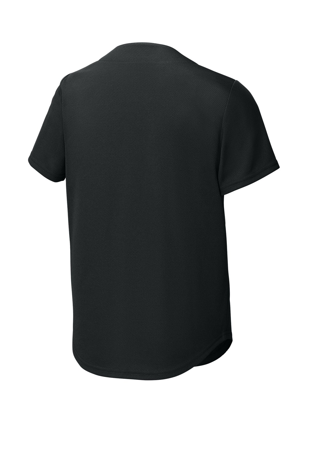 Rear View of Black Sport-Tek Youth PosiCharge Tough Mesh Full-Button Jersey YST220