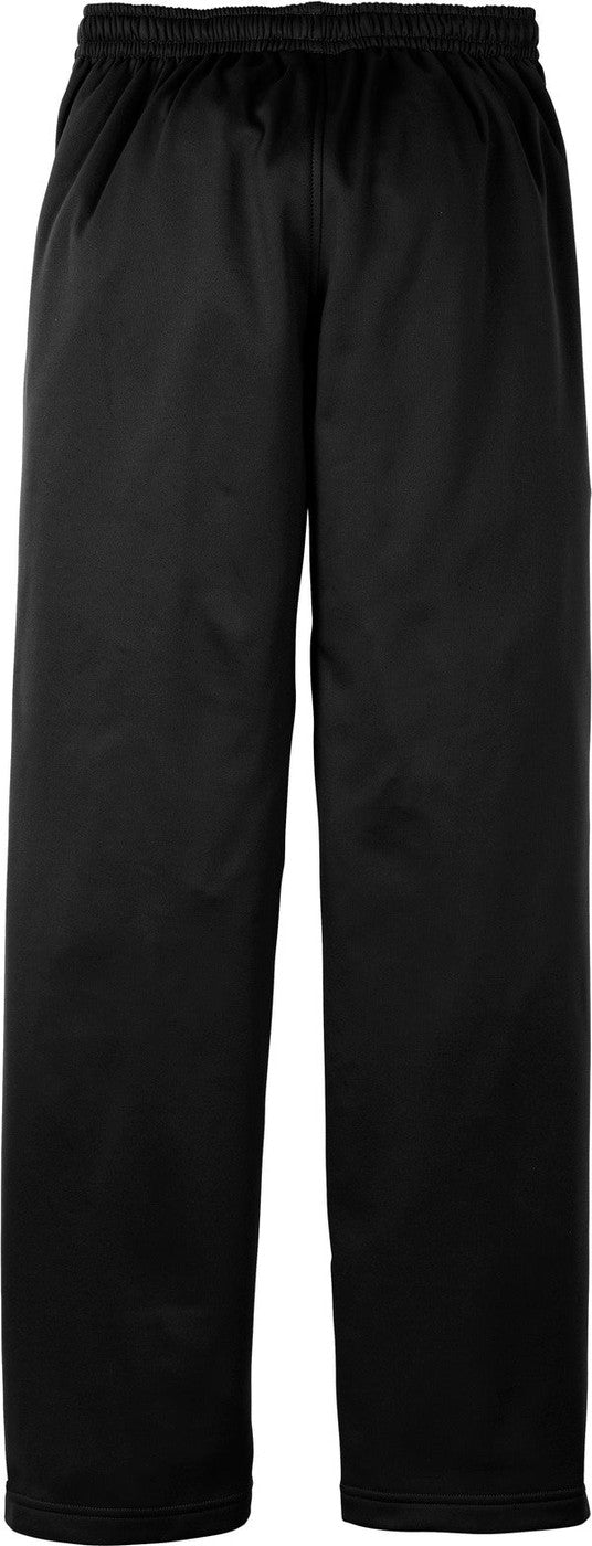 Front View of Black Sport-Tek Youth Sport-Wick Fleece Pant. YST237