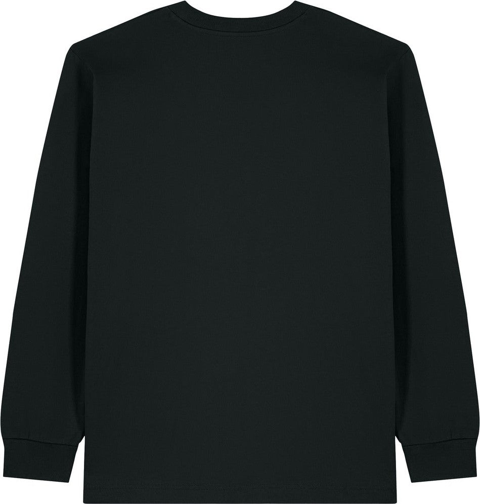 Front View of Black Stanley/Stella Unisex Freestyler Heavyweight Long Sleeve Tee SXU023
