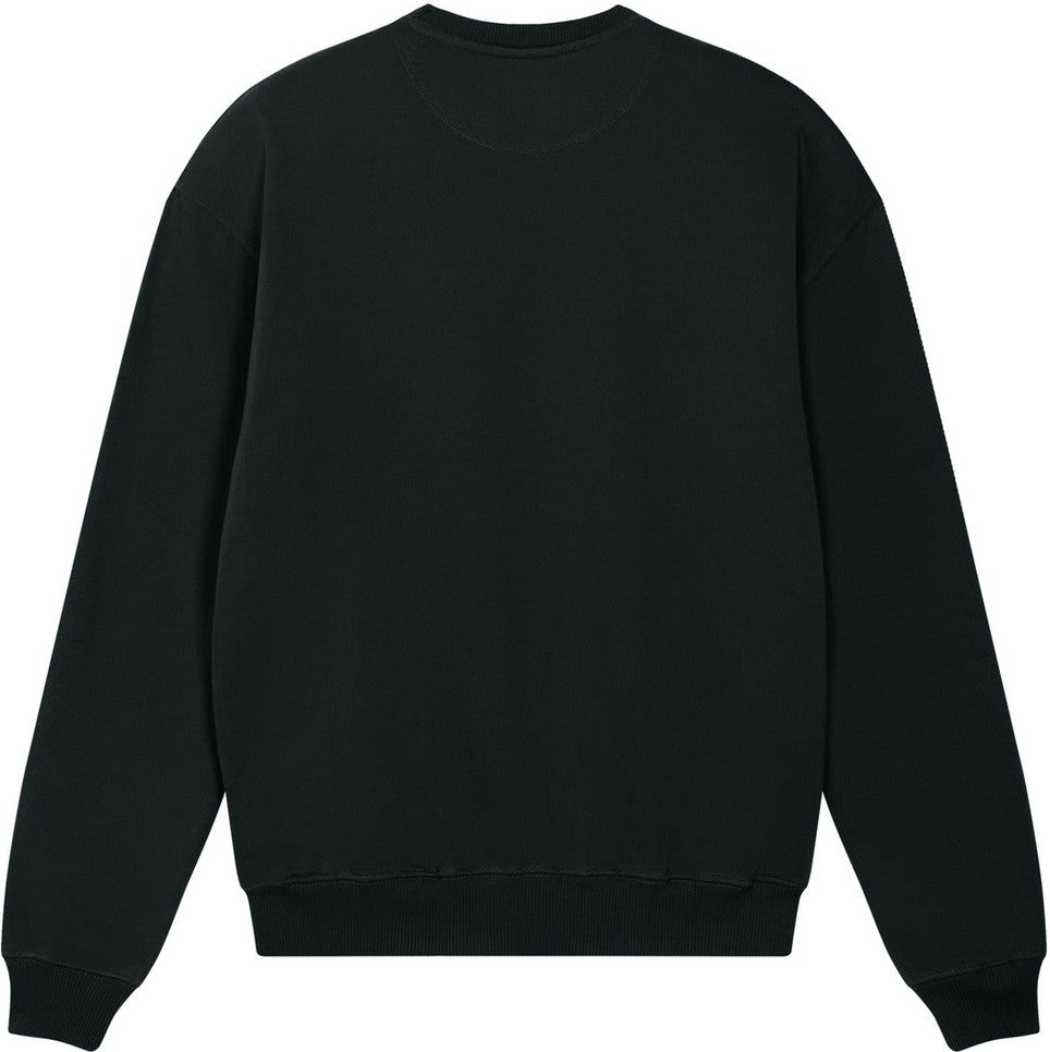 Front View of Black Stanley/Stella Unisex Ledger Dry Crewneck Sweatshirt SXU029