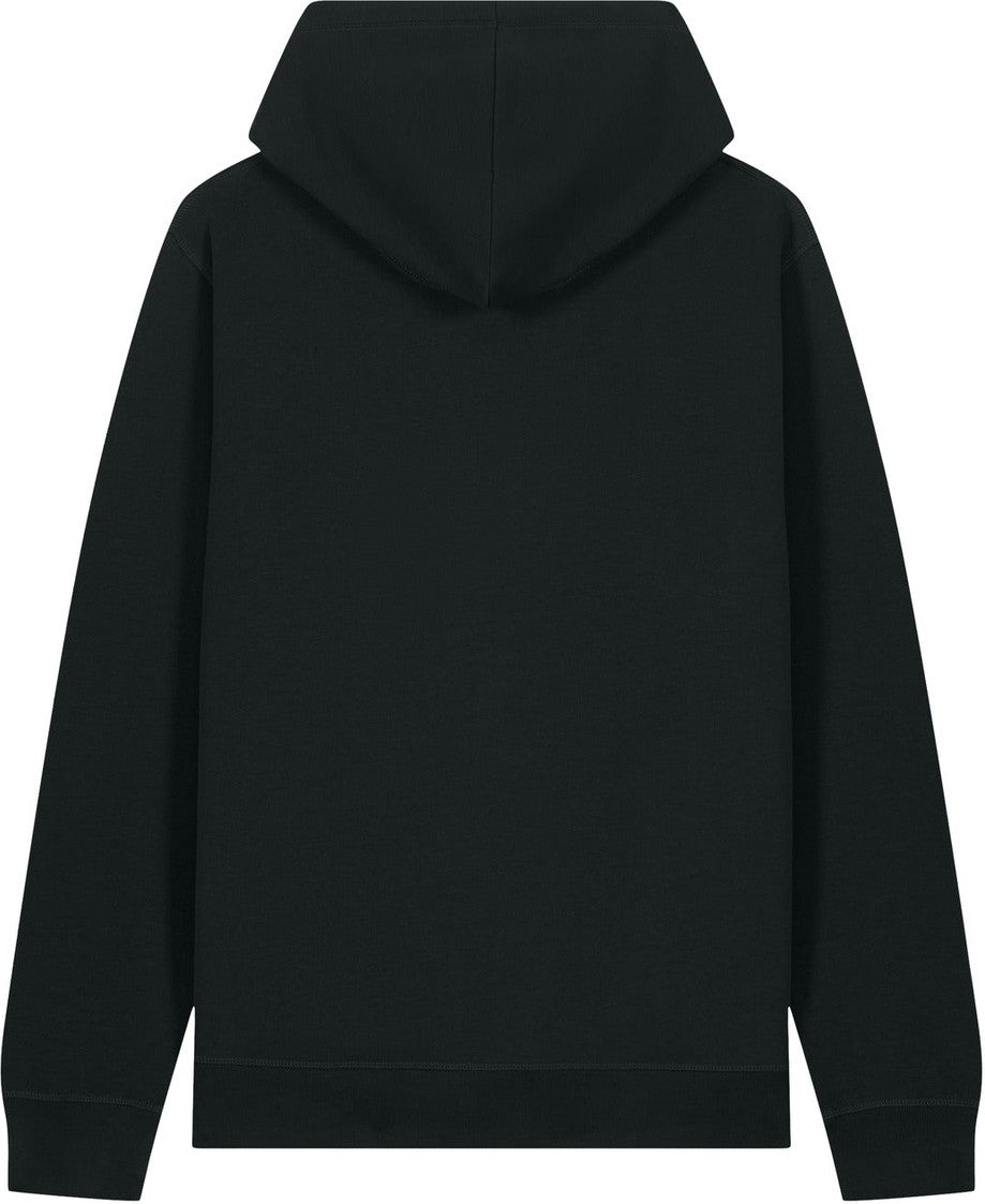 Rear View of Black Stanley/Stella Unisex Sounder Hooded Sweatshirt SXU012