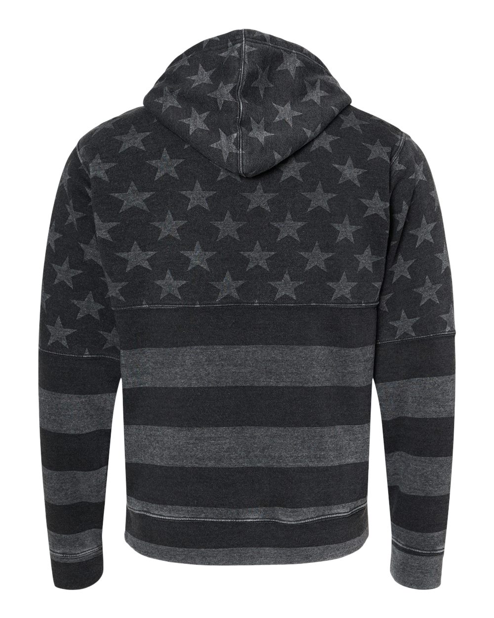 Rear View of Black Stars &amp; Stripes Triblend Triblend Fleece Hooded Sweatshirt - 8871