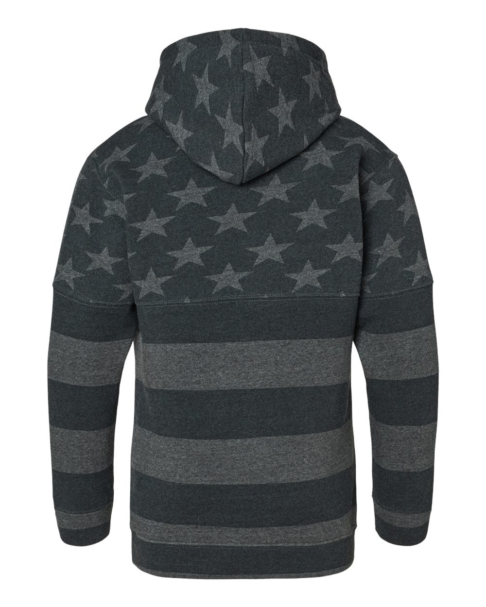 Front View of Black Stars & Stripes Triblend Youth Triblend Fleece Hooded Sweatshirt - 8880