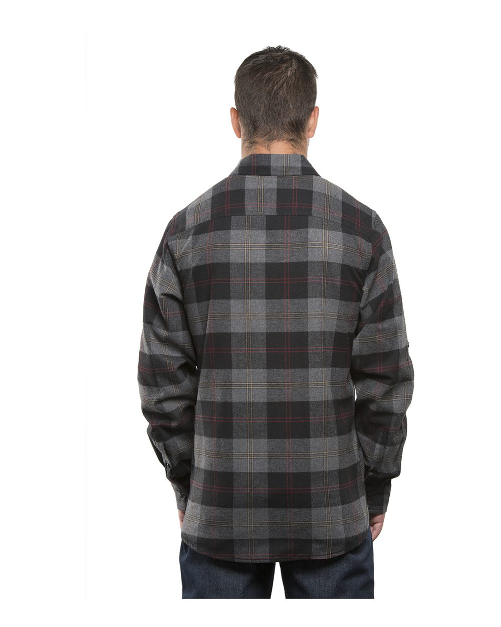 Front View of Black/ Steel Yarn-Dyed Flannel Shirt - 8210