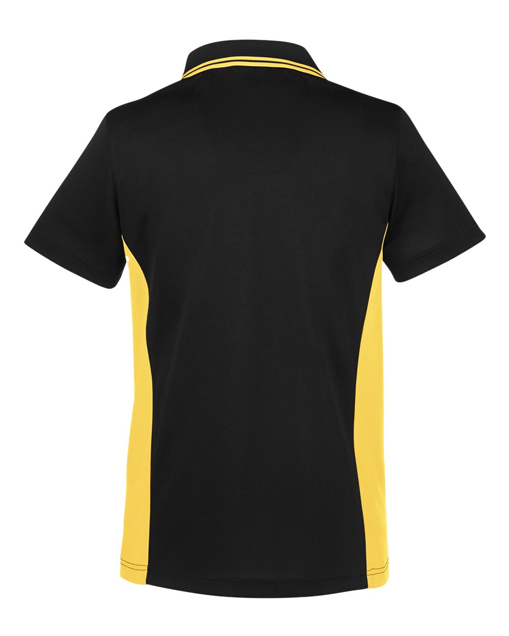 Front View of Black/ Sunray Yellow Women's Flash Snag Protection Plus IL Colorblock Polo - M386W