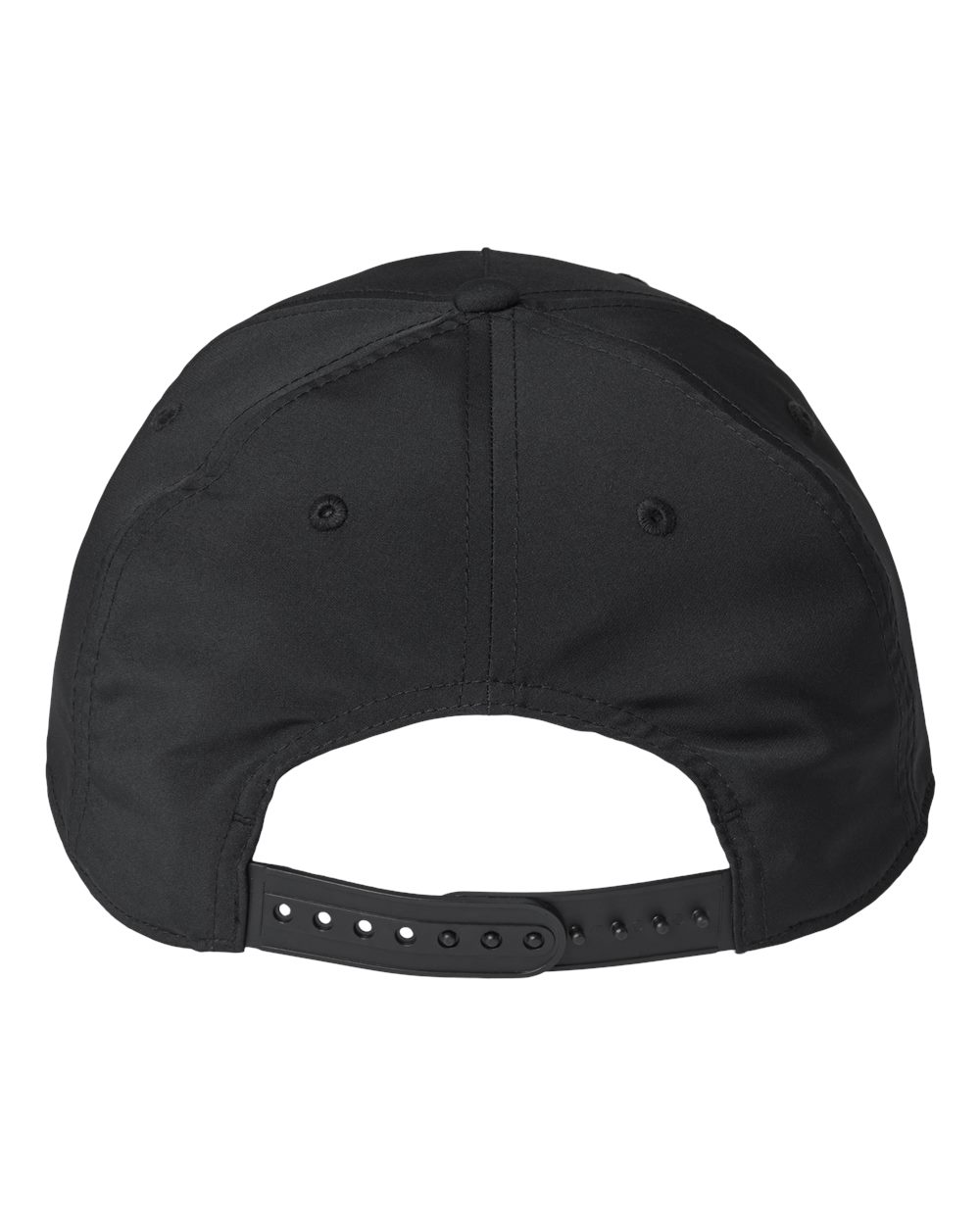 Front View of Black Sustainable Five-Panel Tour Cap - A3001S