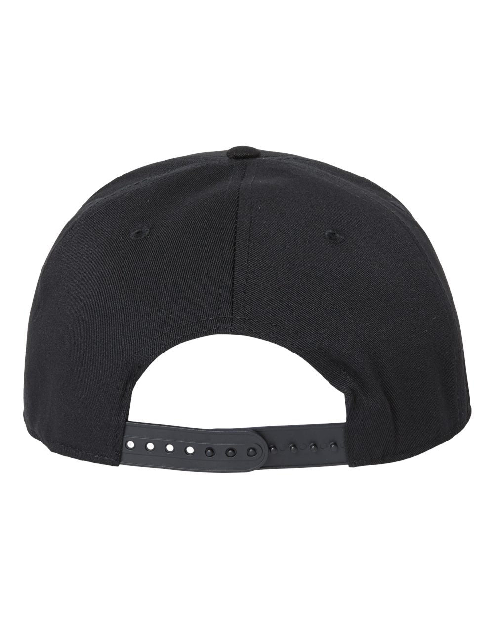 Front View of Black Sustainable Flat Bill Cap - JAMES