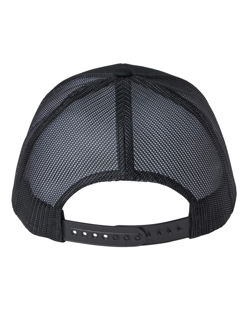 Front View of Black Sustainable Retro Trucker Cap - 6606R