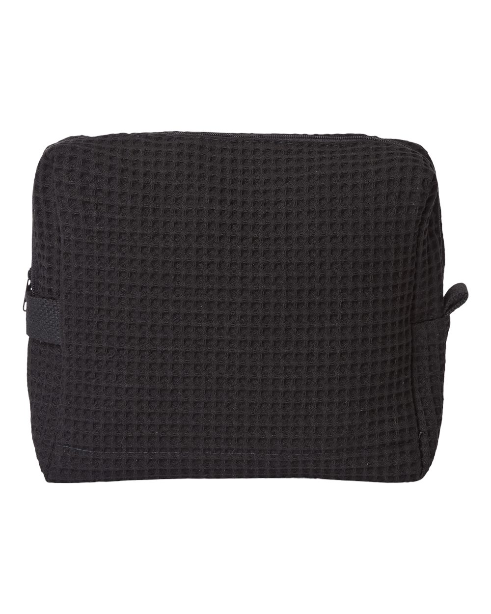 Front View of Black Tammy Waffle Weave Spa Bag - 5770