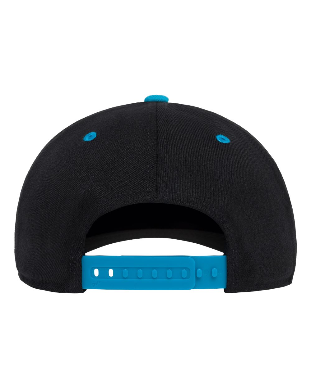 Front View of Black/ Teal 110® Snapback Cap - 110F
