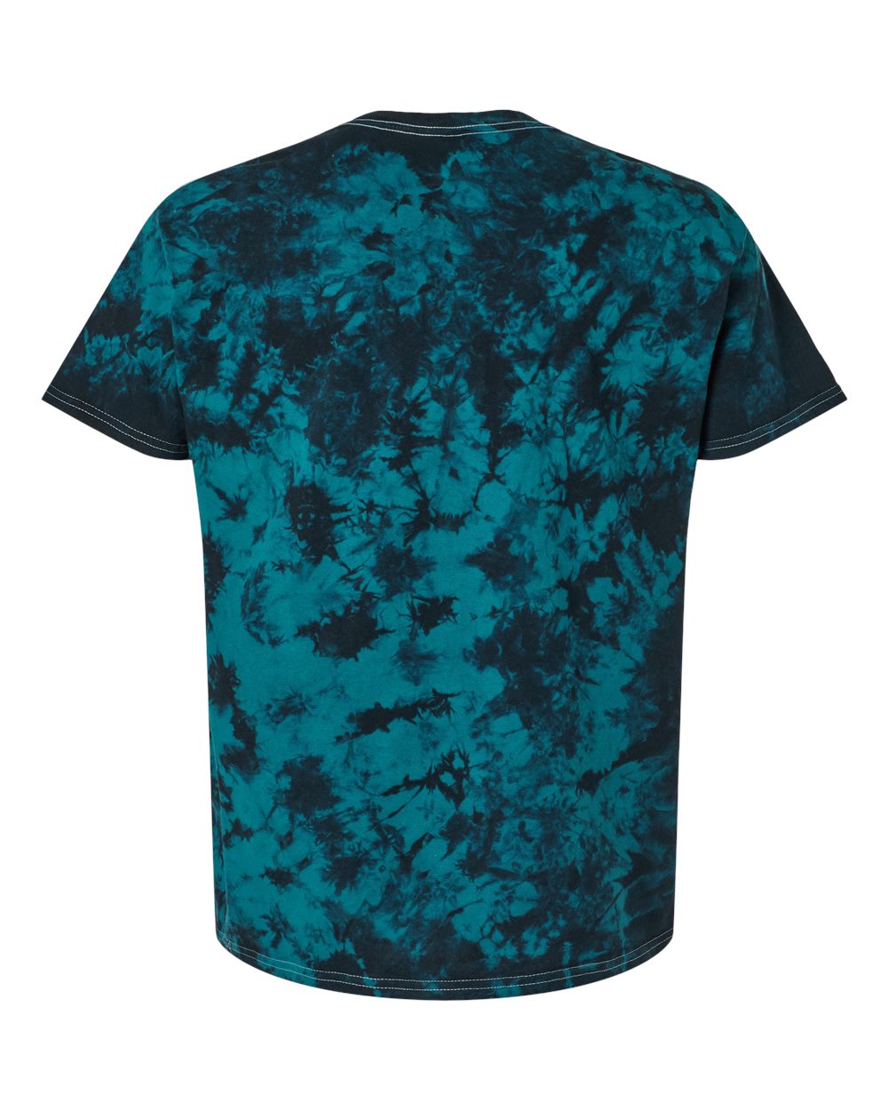 Front View of Black/ Teal Crystal Tie-Dyed T-Shirt - 200CR