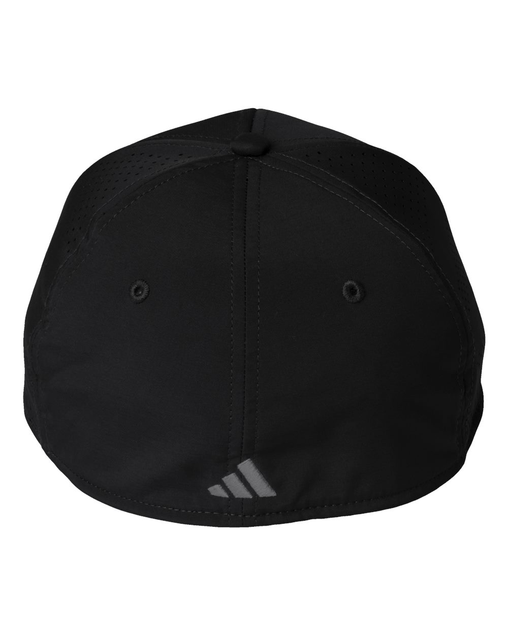 Rear View of Black/ Team Dark Grey Fundamental Gameday Stretch Cap - AH609 plain