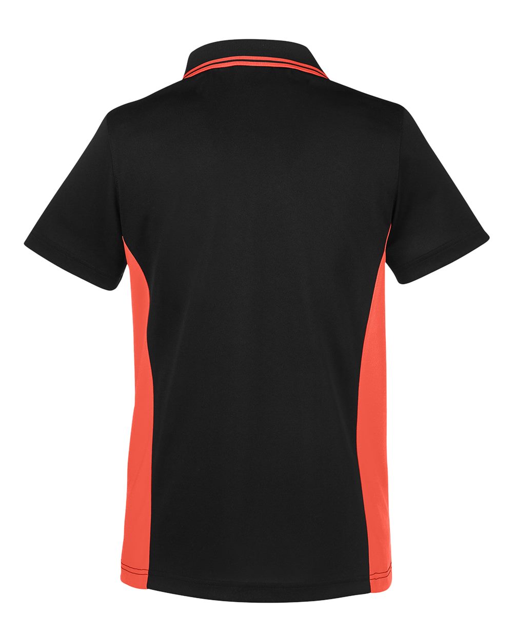 Front View of Black/ Team Orange Women's Flash Snag Protection Plus IL Colorblock Polo - M386W