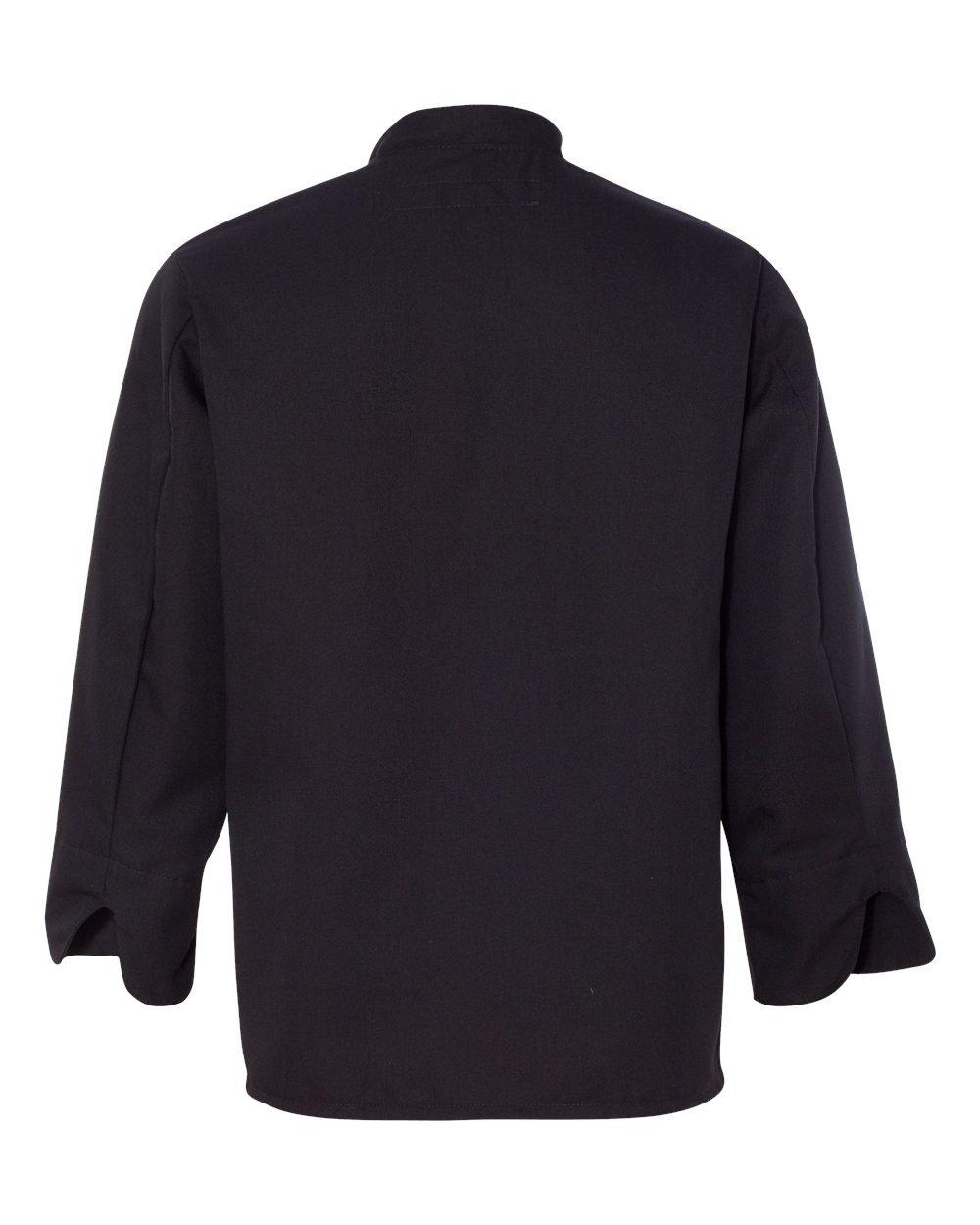 Rear View of Black Ten Pearl Button Black Chef Coat - 0425