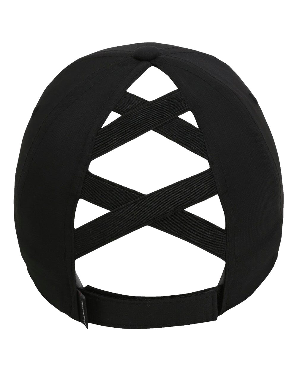 Front View of Black The Hinsen Women's Performance Ponytail Cap - L338