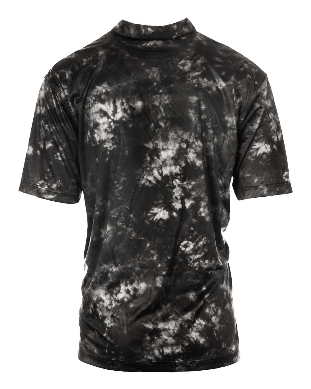 Front View of Black Tie Dye Golf Polo - 0101