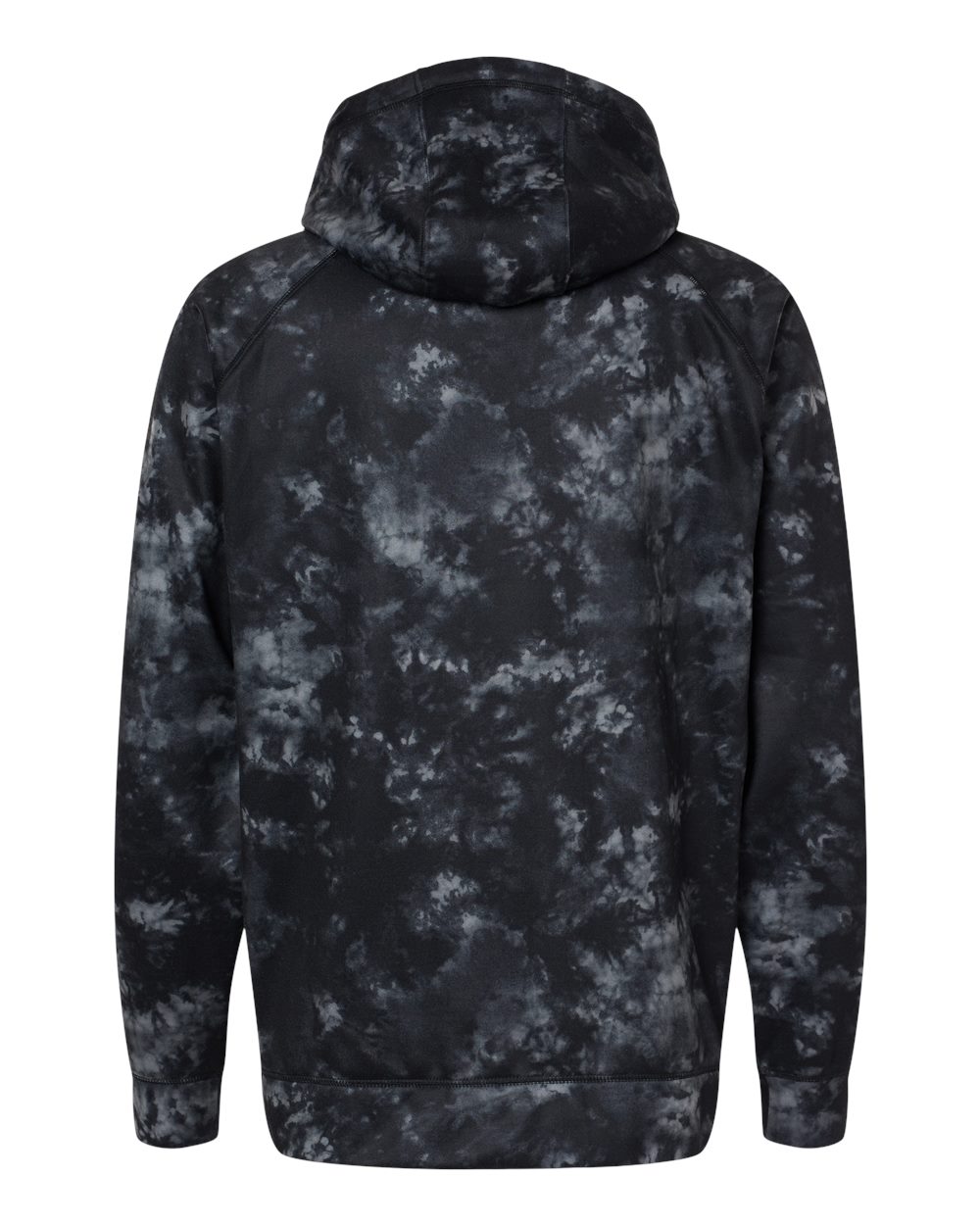 Front View of Black Tie Dye Performance Raglan Pullover Sweatshirt - 8670