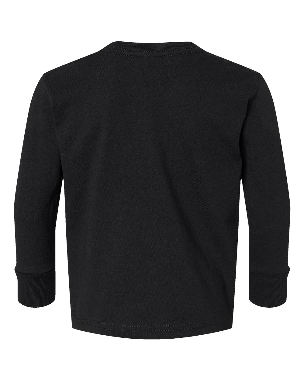 Front View of Black Toddler Cotton Jersey Long Sleeve Tee - 3311