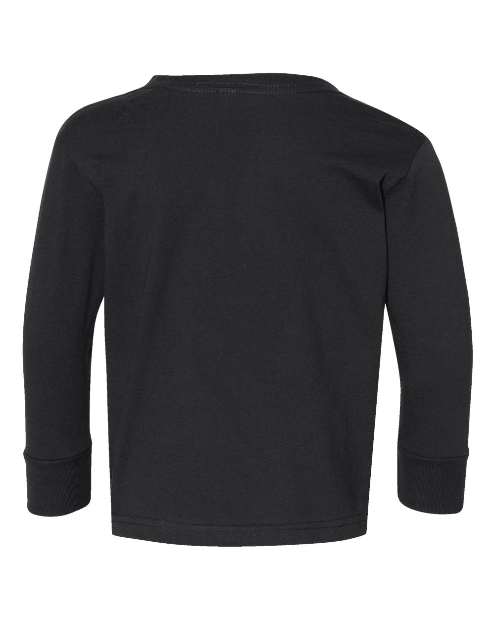 Front View of Black Toddler Fine Jersey Long Sleeve Tee - 3302
