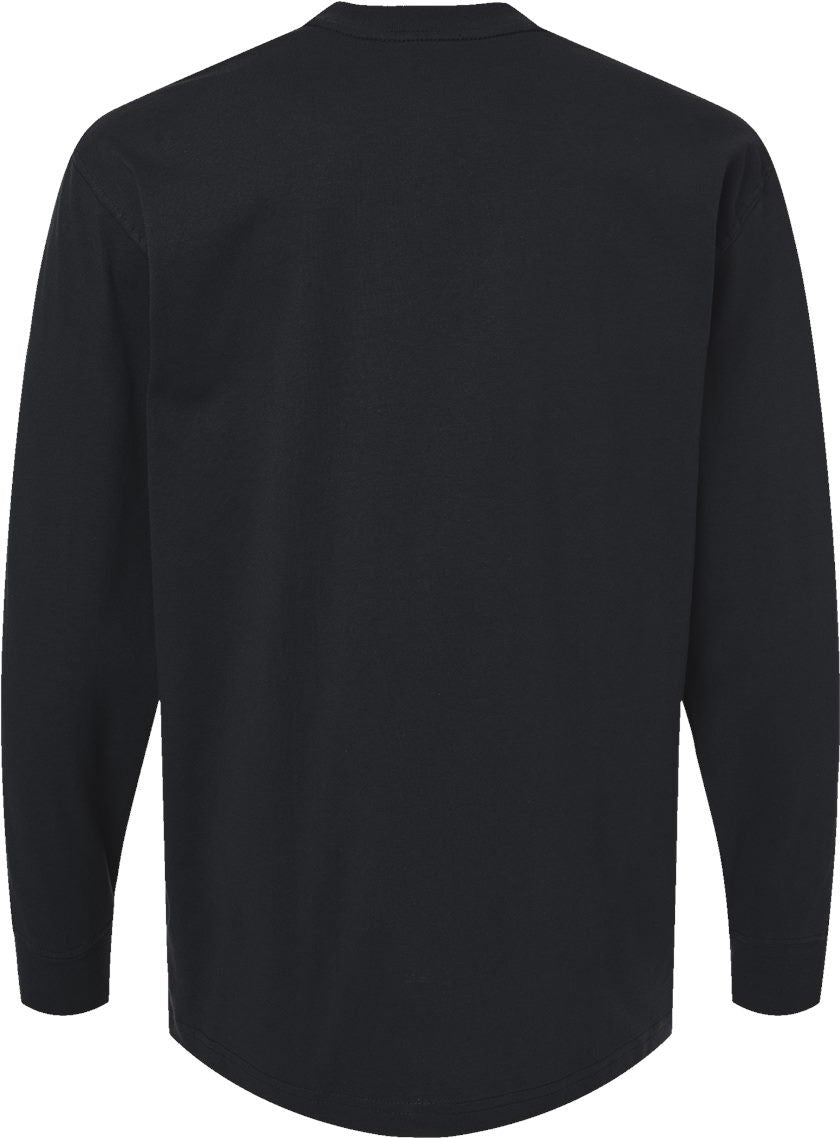 Front View of Black Traditional Heavyweight Long Sleeve T-Shirt - WL50