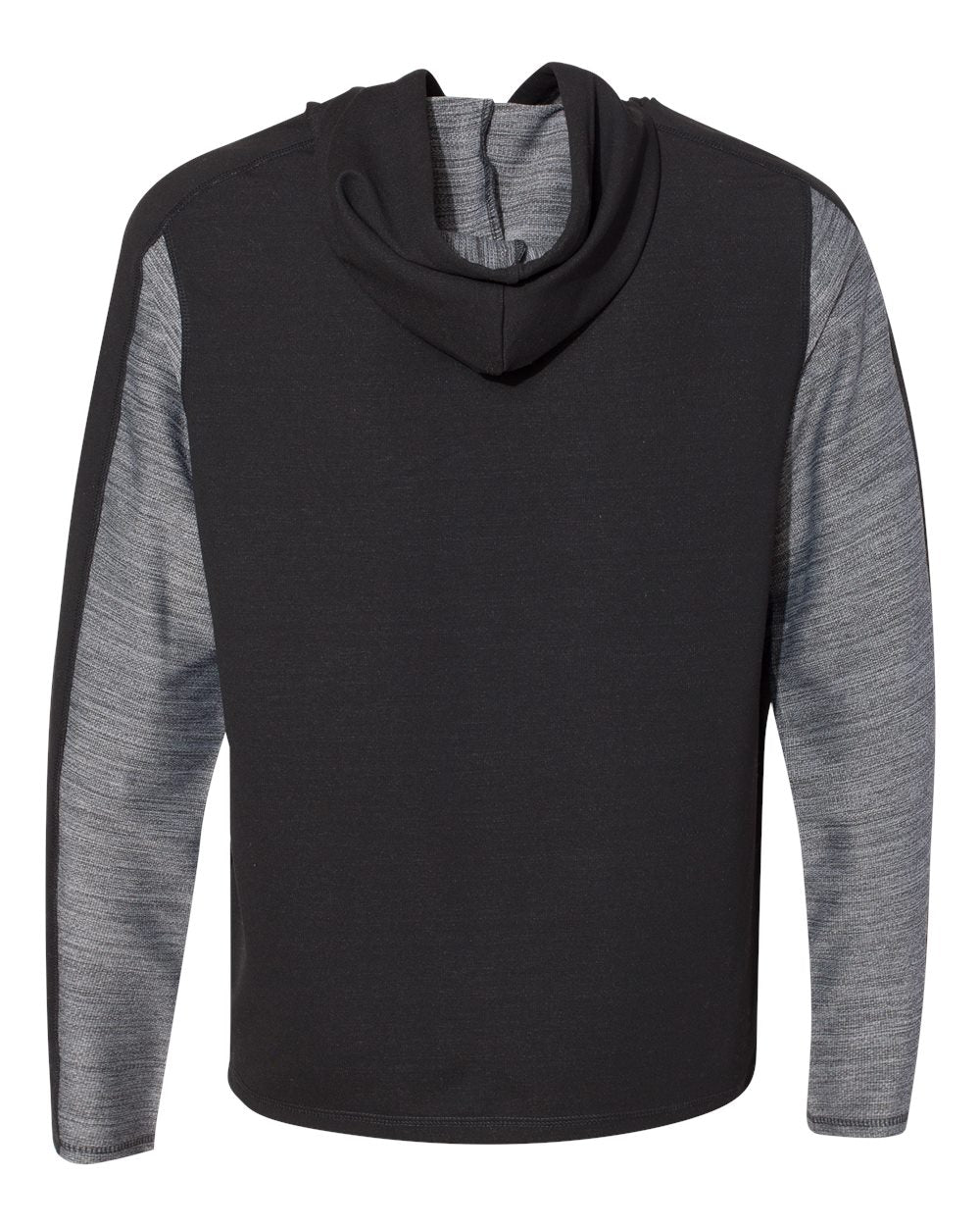 Rear View of Black Triblend Omega Stretch Hooded Pullover - 8435