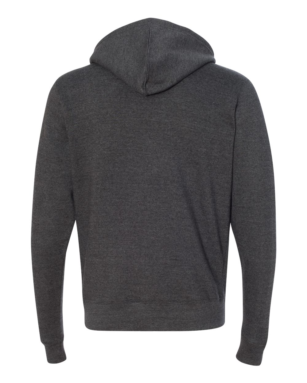 Rear View of Black Triblend Triblend Full-Zip Hooded Sweatshirt - 8872
