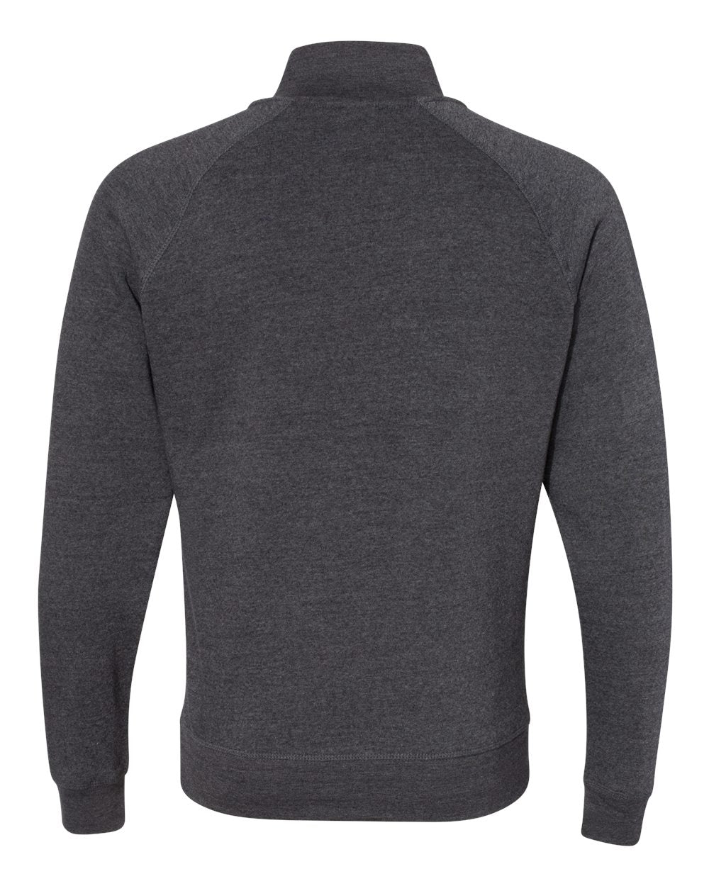 Rear View of Black Triblend Triblend Quarter-Zip Sweatshirt - 8869
