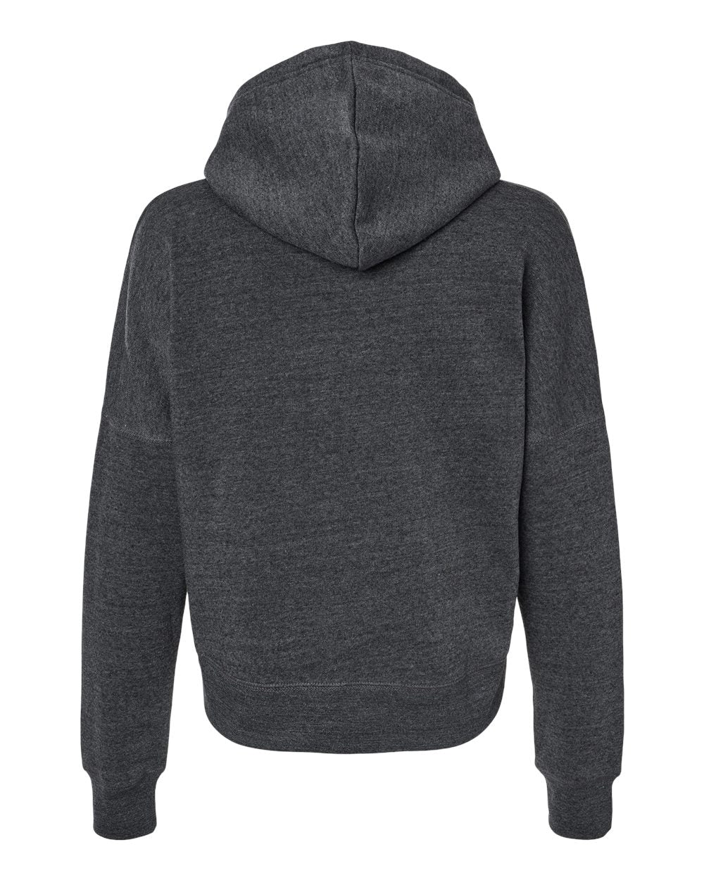 Front View of Black Triblend Women's Crop Hooded Sweatshirt - 8853