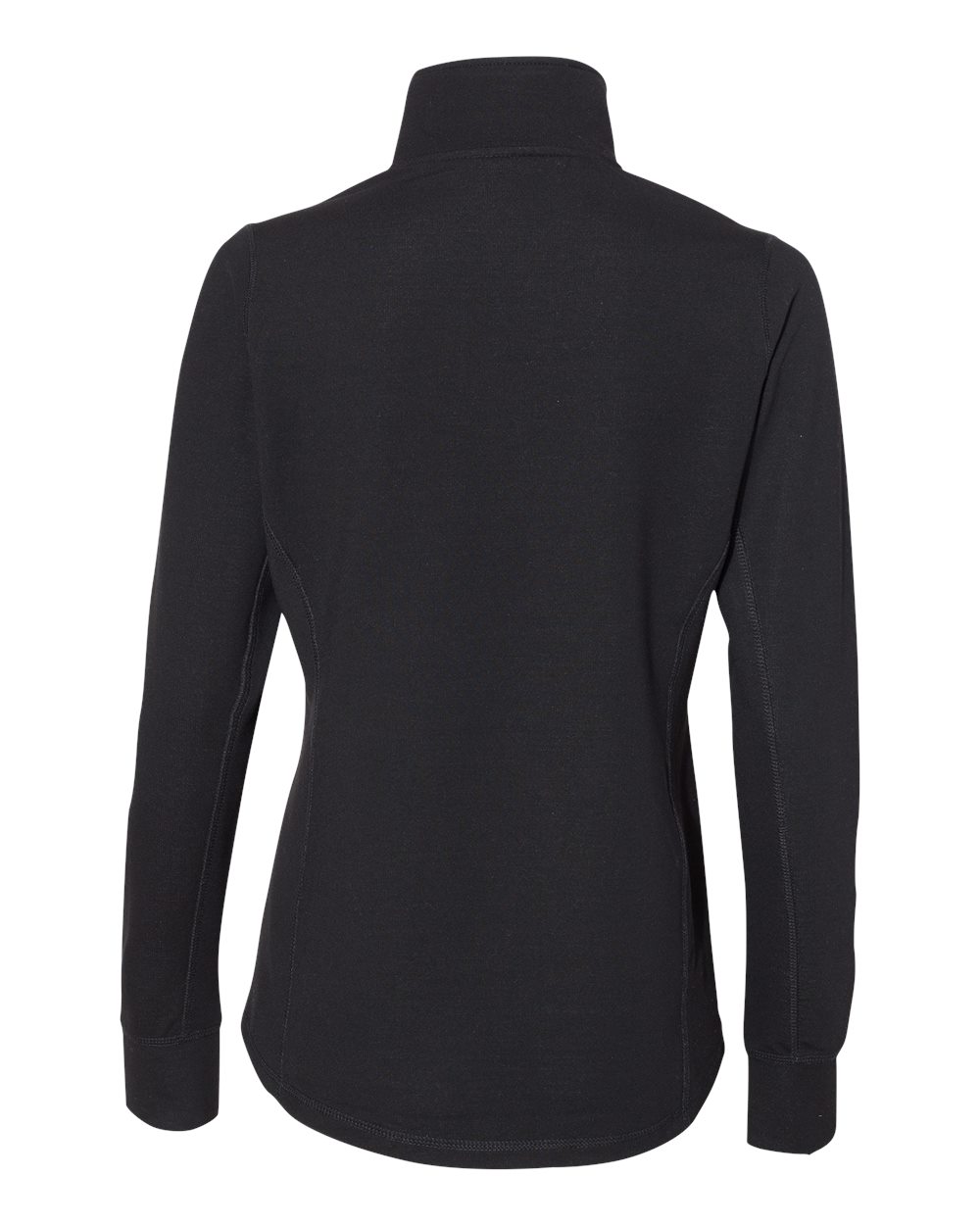 Front View of Black Triblend Women’s Omega Stretch Quarter-Zip Pullover - 8433