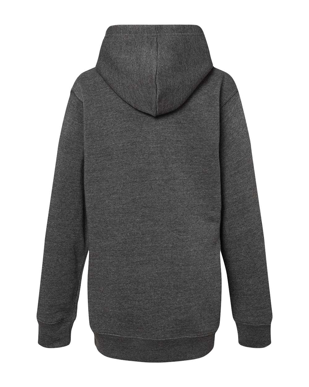 Rear View of Black Triblend Youth Triblend Fleece Hooded Sweatshirt - 8880
