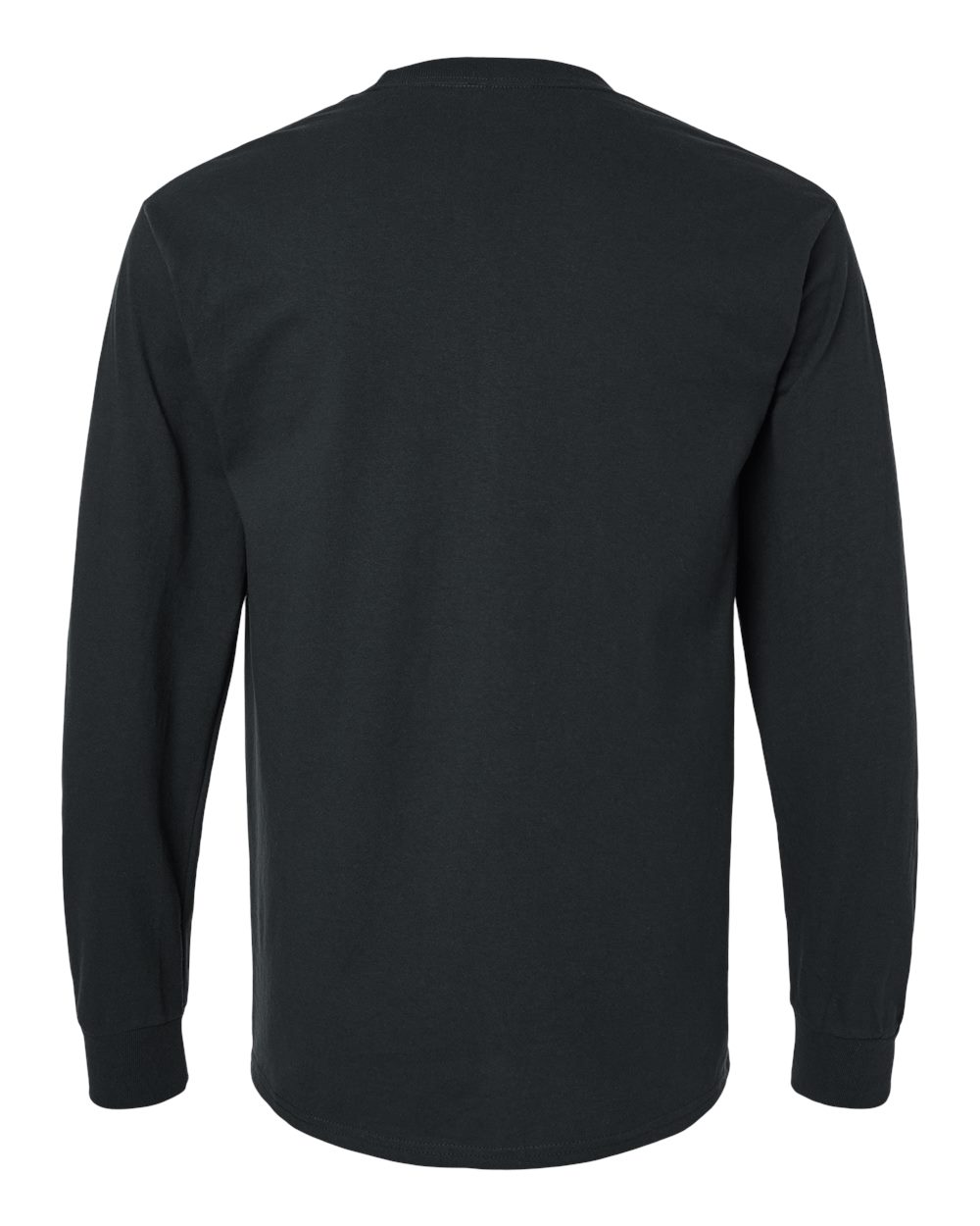Front View of Black Ultra Cotton® Long Sleeve Pocket T-Shirt - 2410